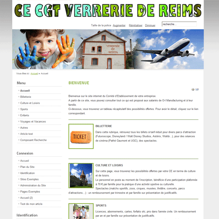 Exemple de creation site Internet Reims : CE de la verrerie de Reims (O-I Manufacturing)