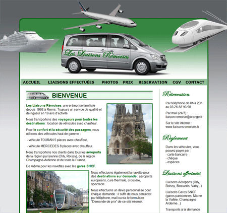 Exemple de création site Internet Reims : liaisons entre Reims et les aéroports, etc