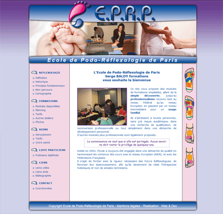 Exemple de création site Internet Reims : école de réflexologues à Paris