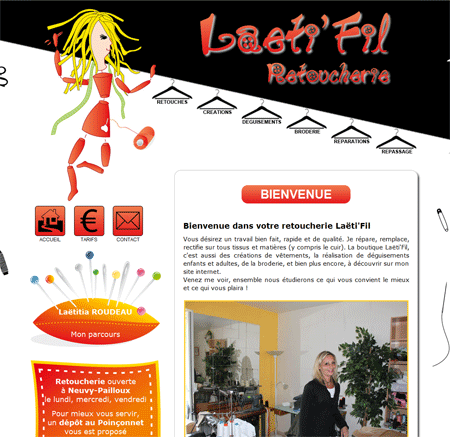 Exemple de création site Internet Reims : retoucherie LaetiFil - Neuvy-Pailloux et Le Poinconnet