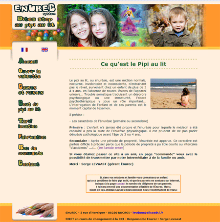 Exemple de creation site Internet Reims : Stop au pipi au lit des enfants